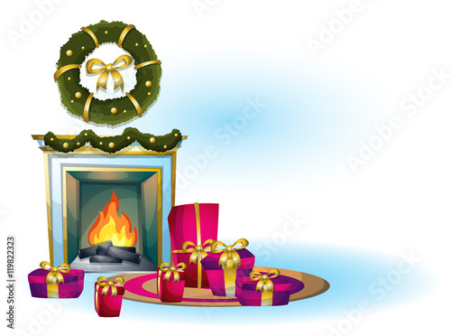 Wallpaper Mural cartoon vector illustration interior christmas object with separated layers Torontodigital.ca