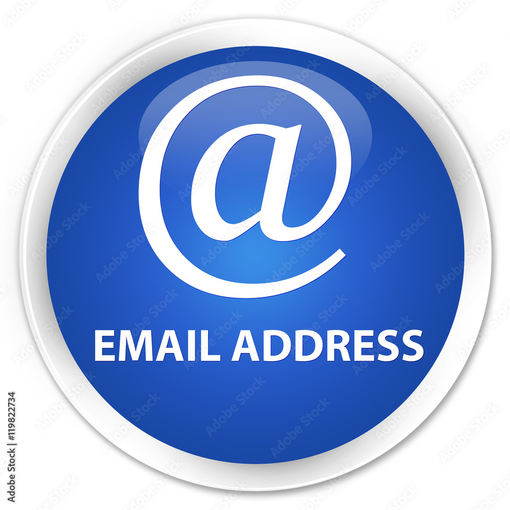 Email address blue glossy round button Email address blue glossy round button