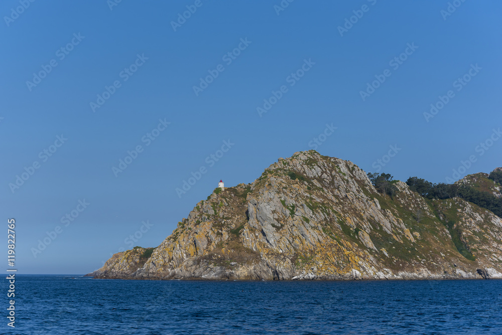 Faro de la isla de San Martiño (Islas Cíes, Pontevedra - España).