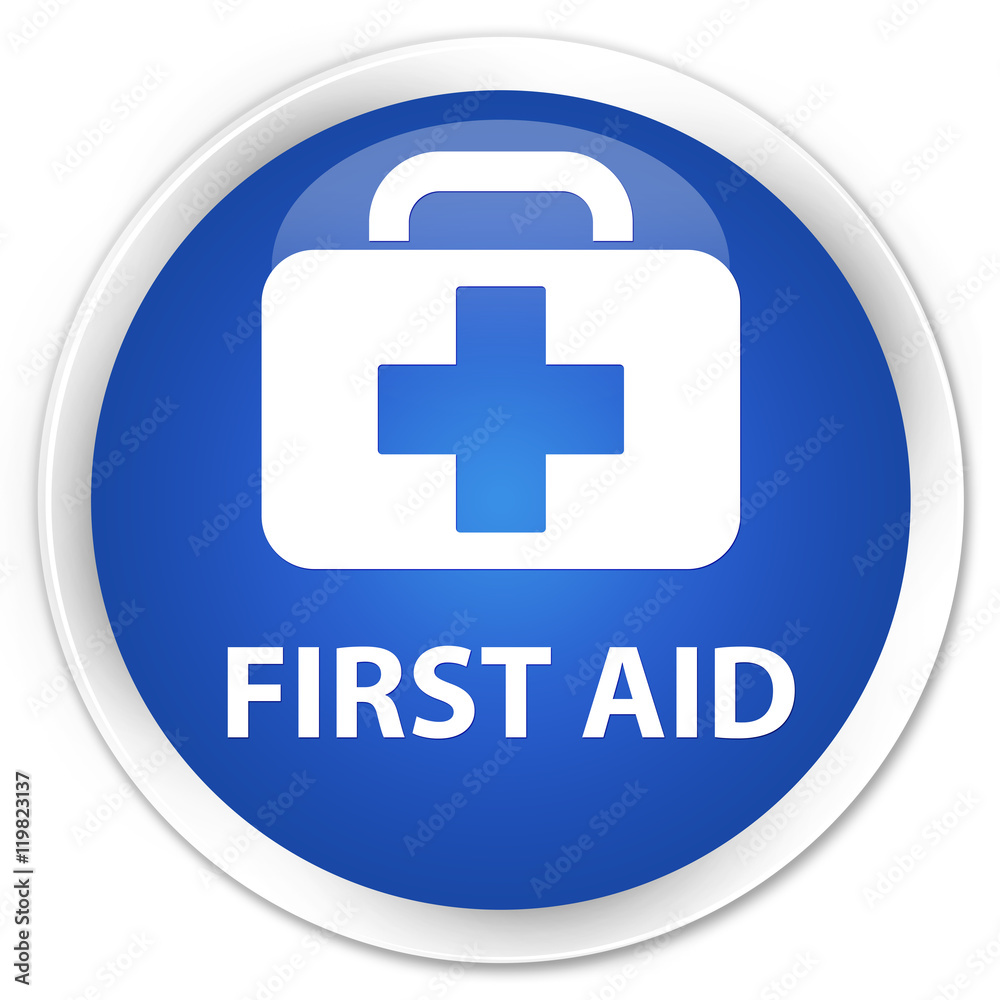 First aid blue glossy round button First aid blue glossy round button