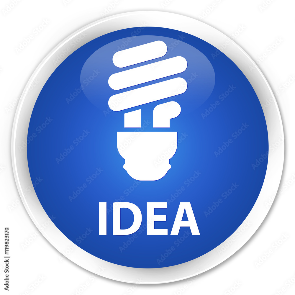 Idea (bulb icon) blue glossy round button Idea (bulb icon) blue glossy round button