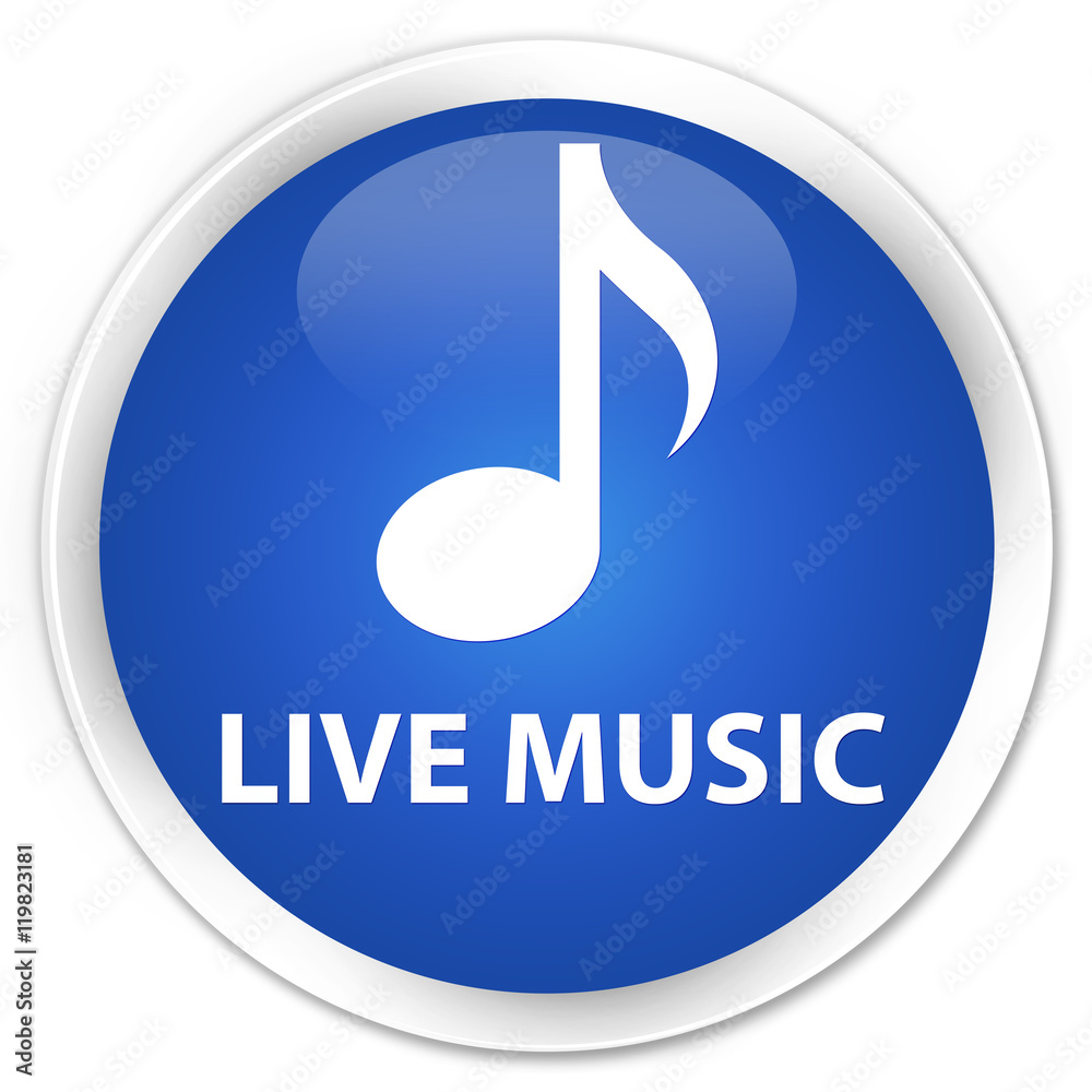 Live music blue glossy round button