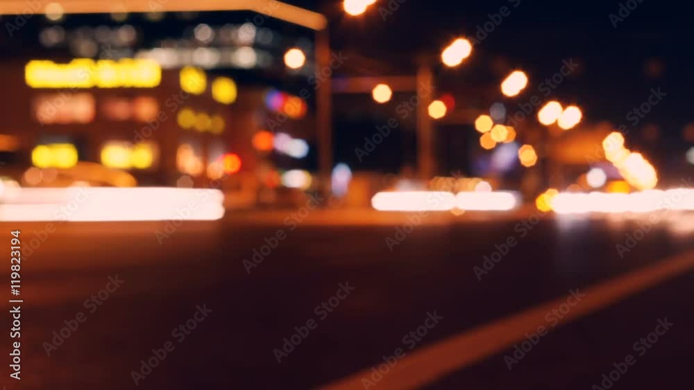Defocused night traffic lights, time lapse