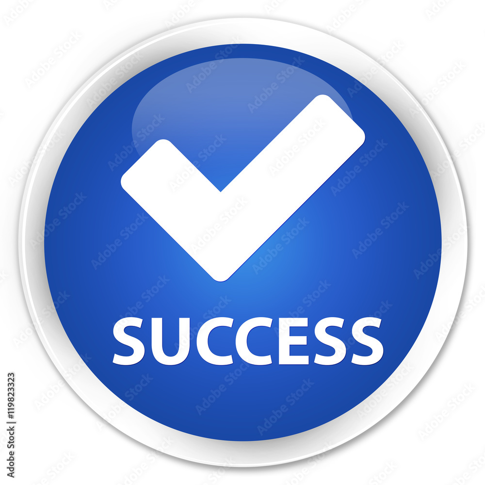 Success (validate icon) blue glossy round button Success (validate icon) blue glossy round button