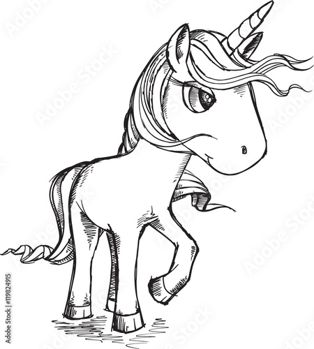 Sketch Doodle Unicorn Vector Illustration Art