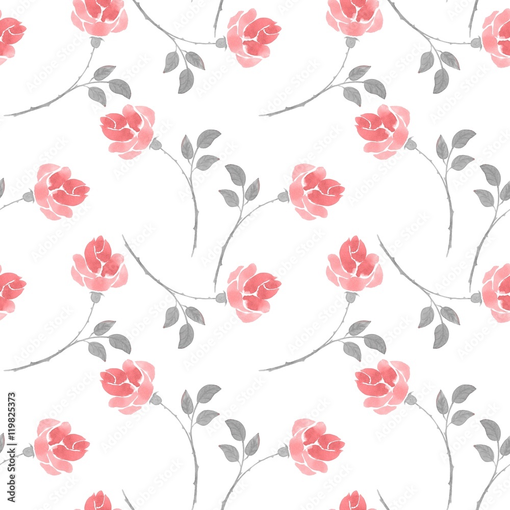 watercolor seamless pattern with rose_3