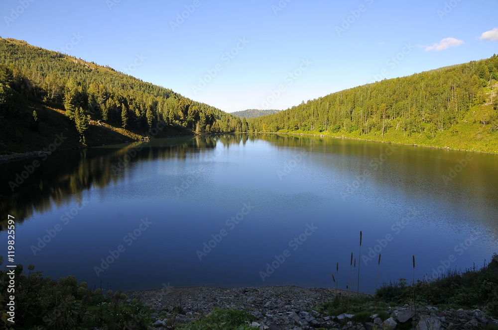 Mountain lake in Altay Altayskyj krai mountains Siberia, Russia