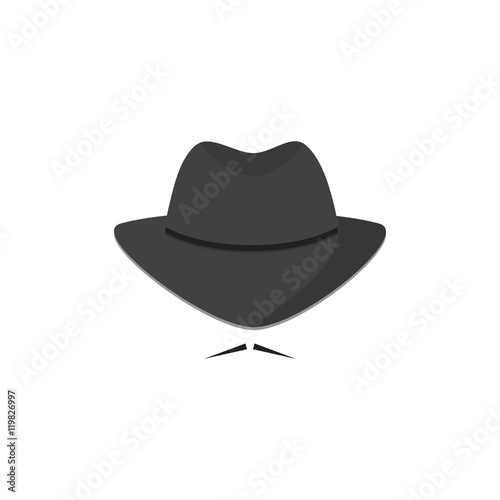 An unidentified man in a hat with a mustache. Mafioso. Secret Agent icon.
