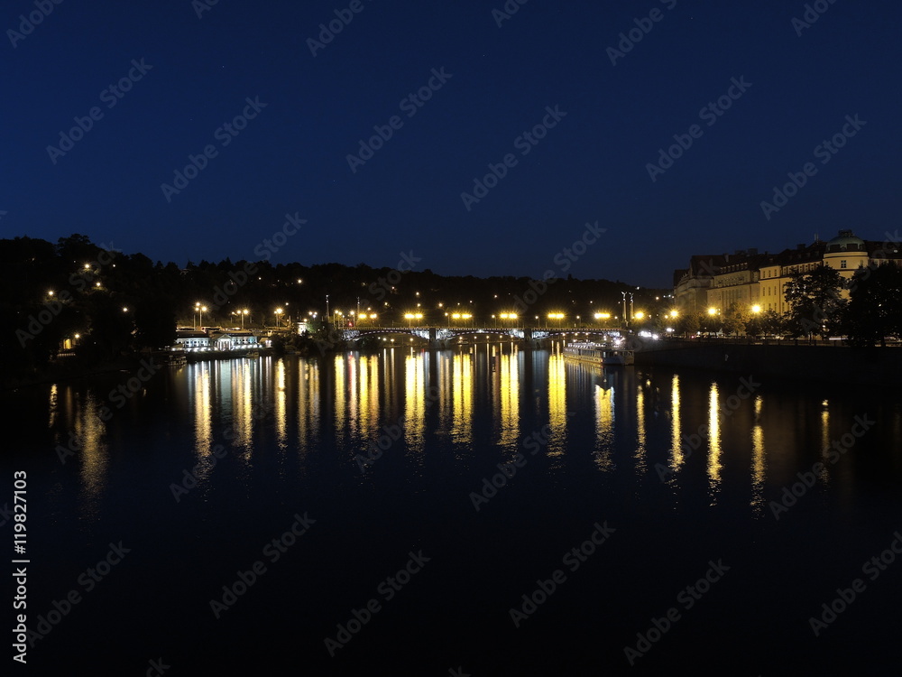 Prague is the capital of the Czech Republic. political and cultural center of Bohemia. Its historic center was included in the Unesco World Heritage . Bridges on Vitava river at night