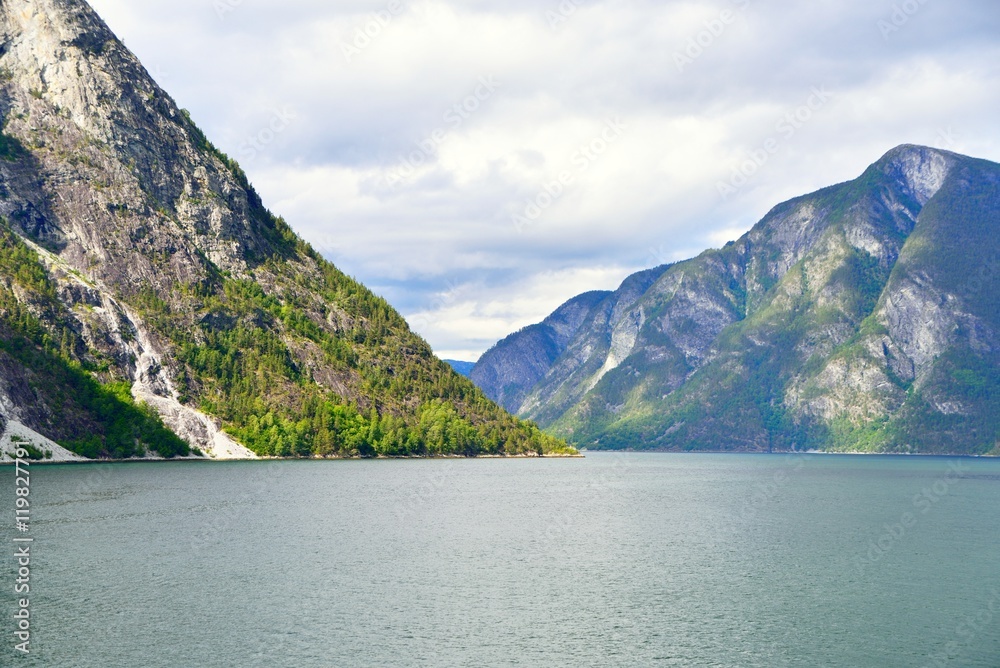 Naeroyfjord in Norway. Unesco World Heritage site.