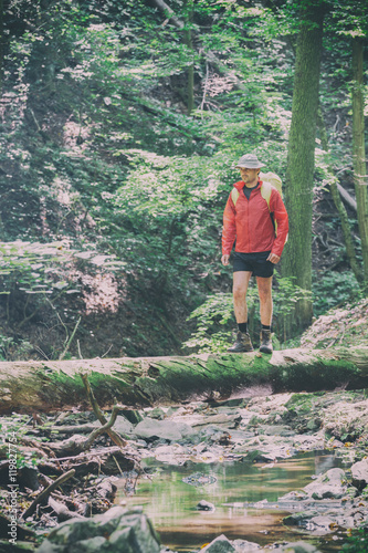 Man crossing river