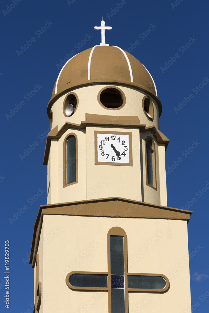 Colonial Church in Salento against clear blue sky, Colombia