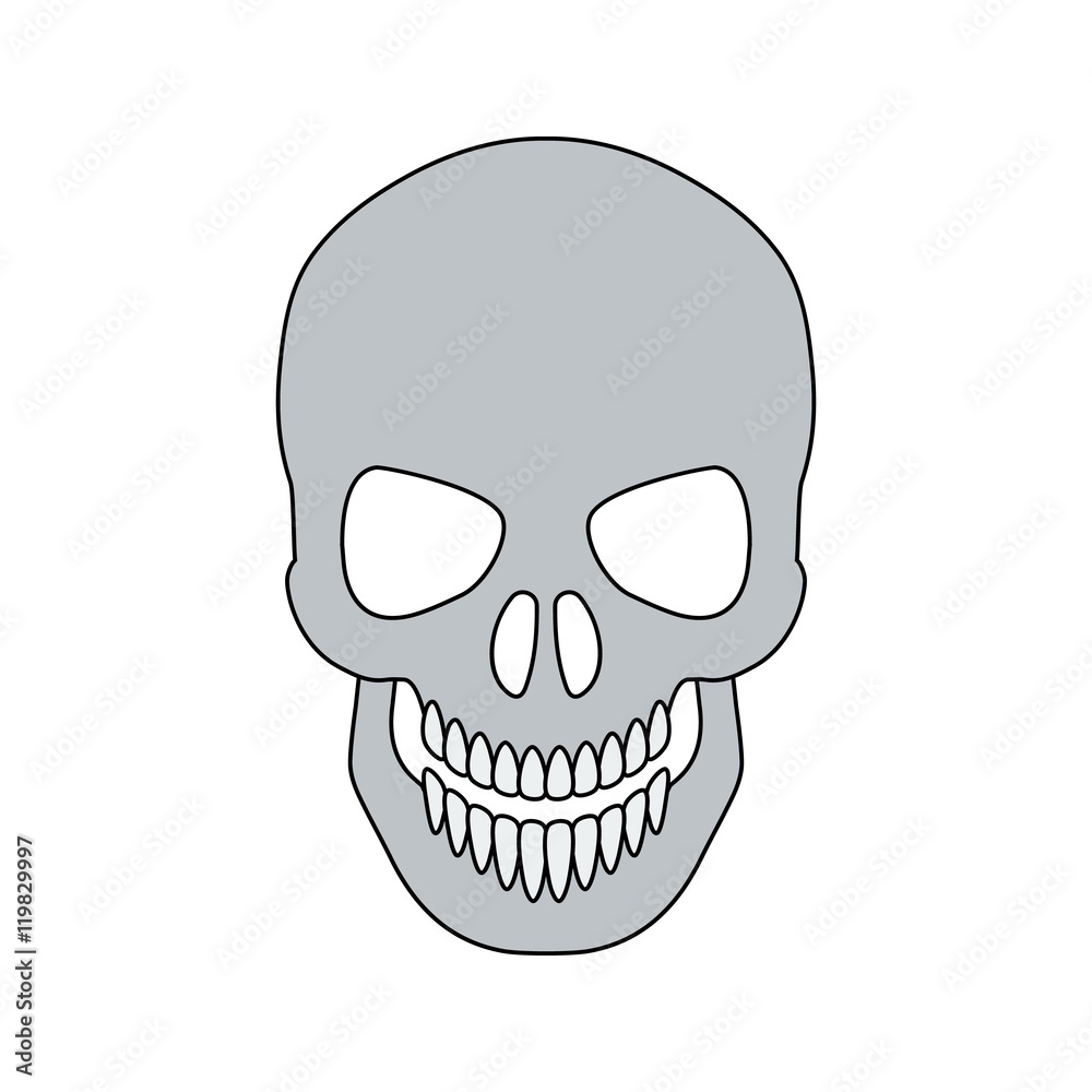 Fototapeta premium Skull vector icon. Flat style. Cartoon style. Military symbol for web and mobile.