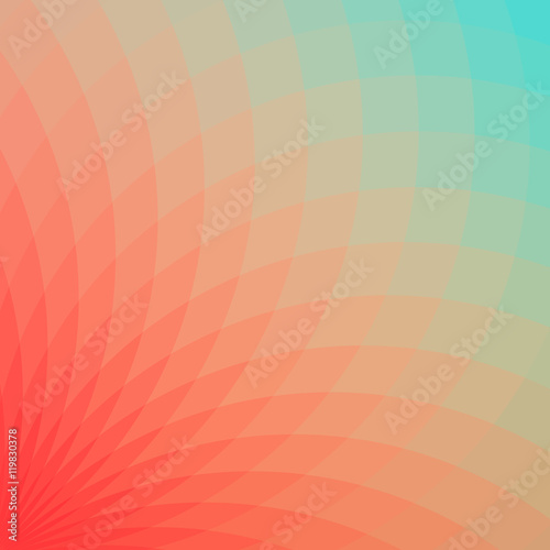 Background with bright red and blue geometric flower. Flow spectral light.