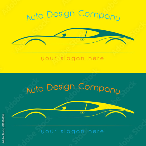 Vector company logo icon element template car auto drawing line contour shape.