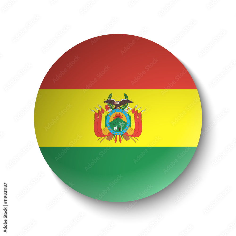 Obraz premium White paper circle with flag of Bolivia. Abstract illustration