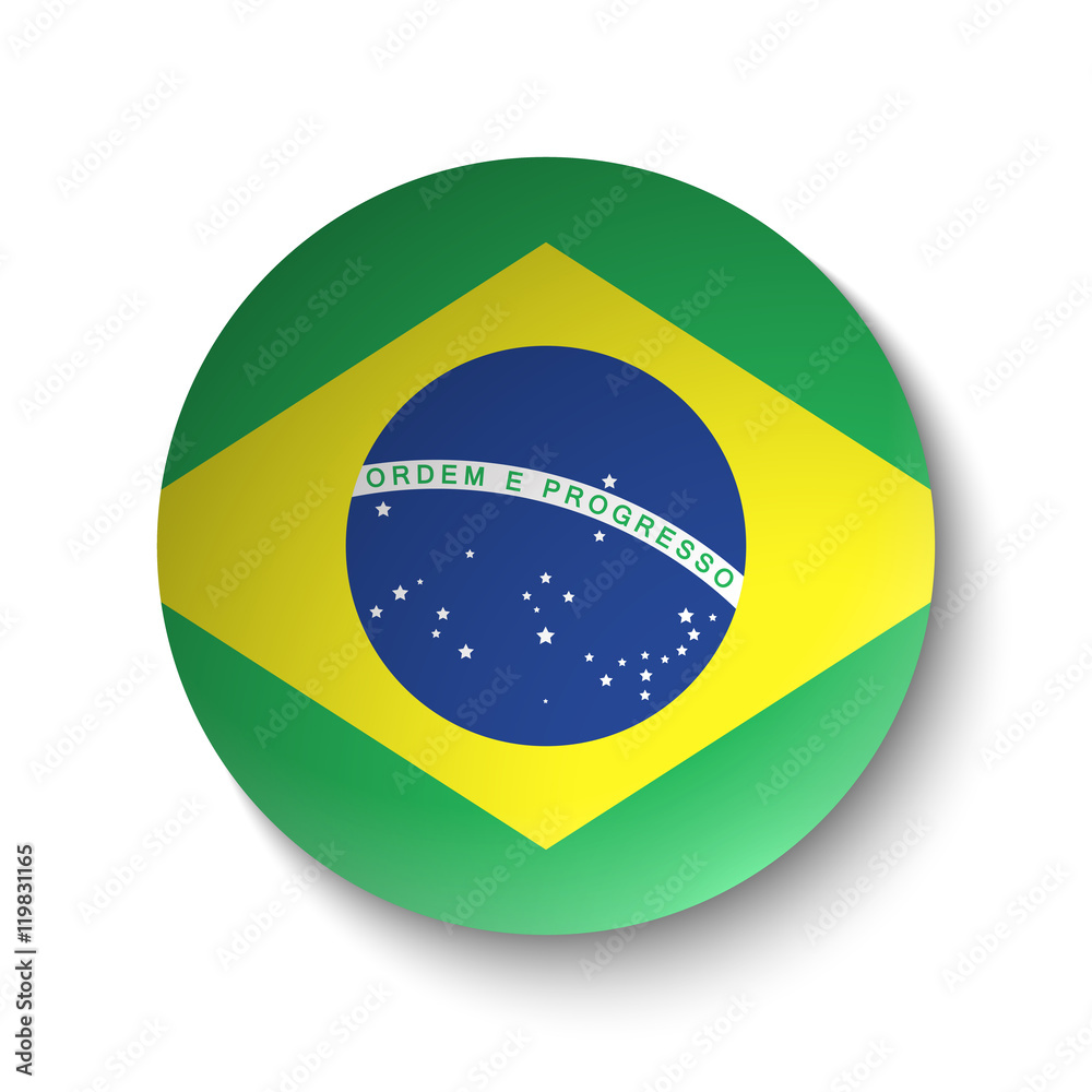 Fototapeta premium White paper circle with flag of Brazil. Abstract illustration