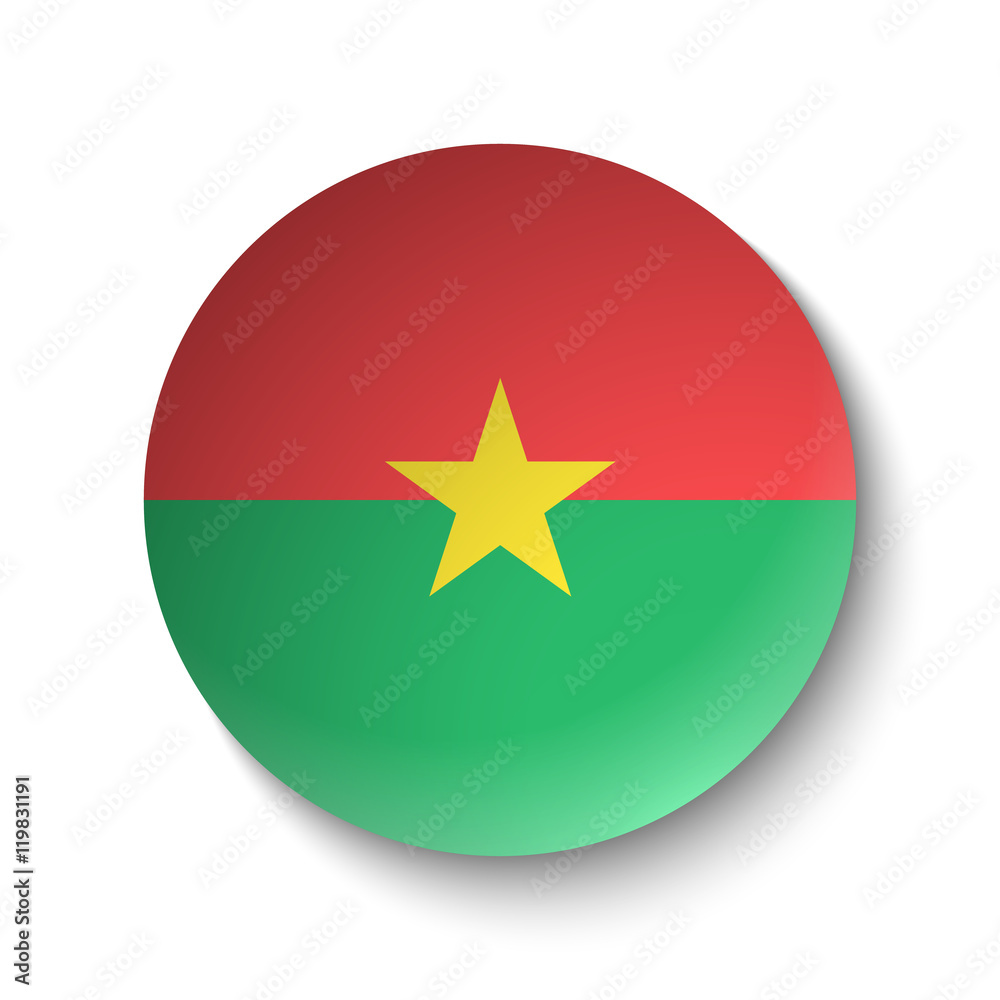 White paper circle with flag of Burkina Faso. Abstract illustration