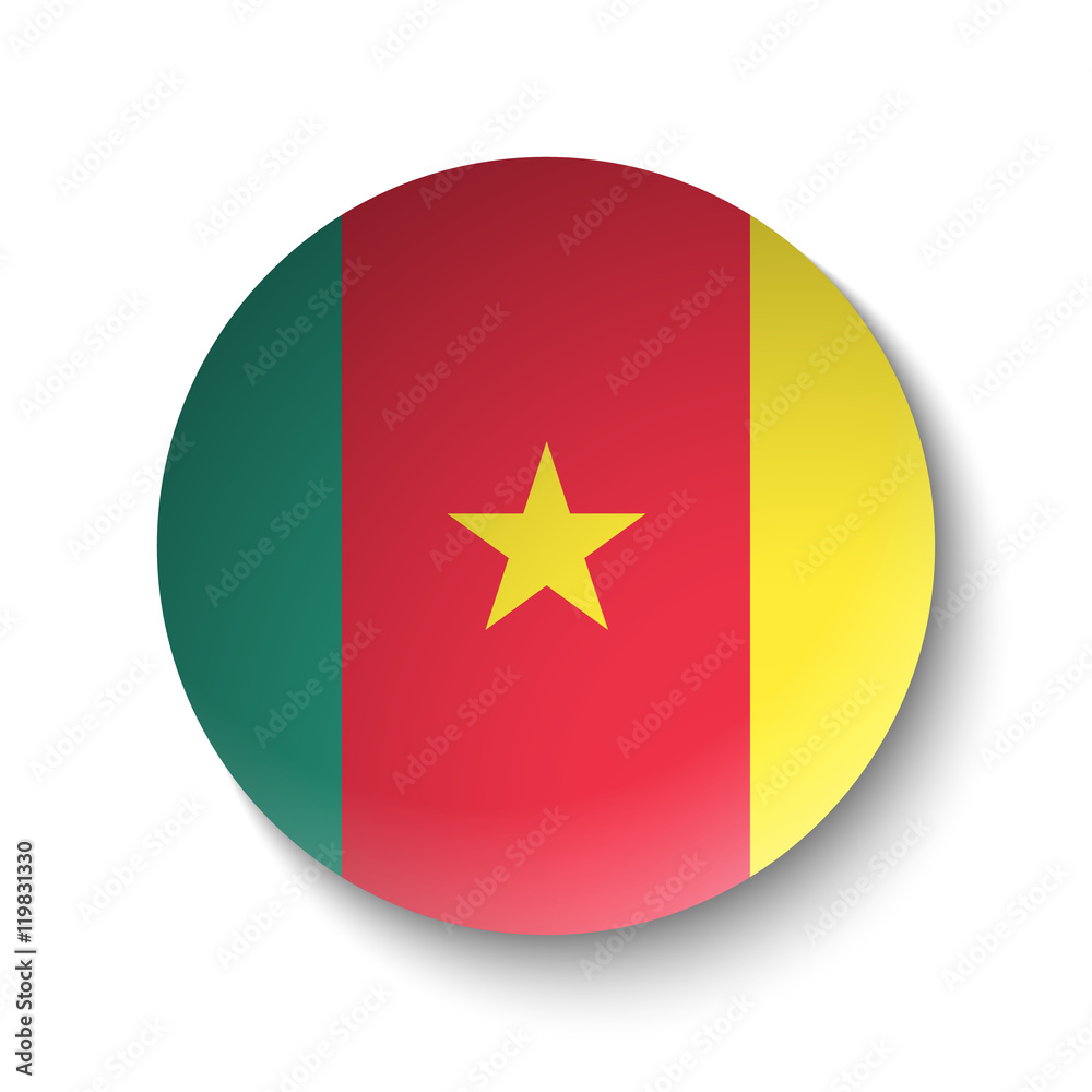 White paper circle with flag of Cameroon. Abstract illustration White paper circle with flag of Cameroon. Abstract illustration
