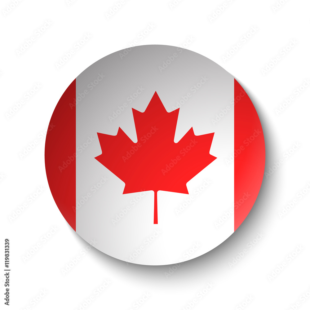 White paper circle with flag of Canada. Abstract illustration White paper circle with flag of Canada. Abstract illustration