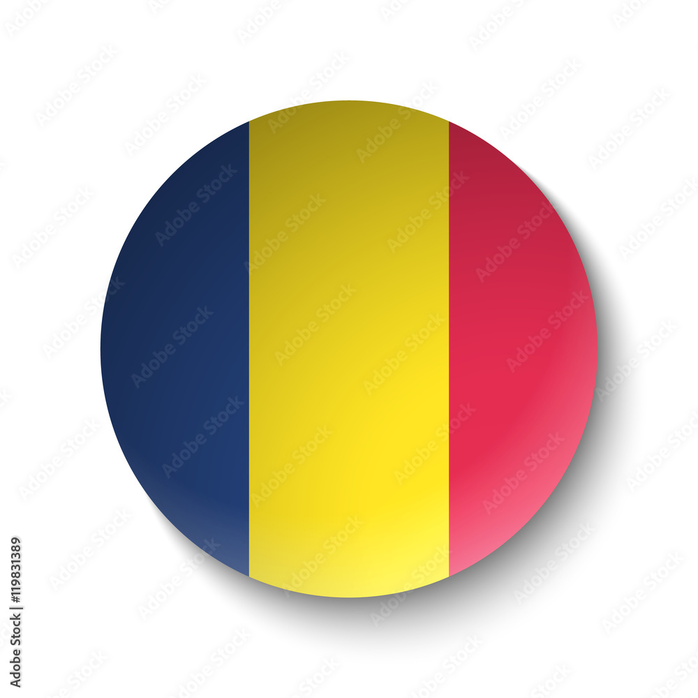 White paper circle with flag of Chad. Abstract illustration White paper circle with flag of Chad. Abstract illustration