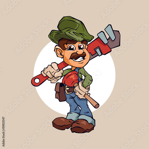 Cartoon plumber worker