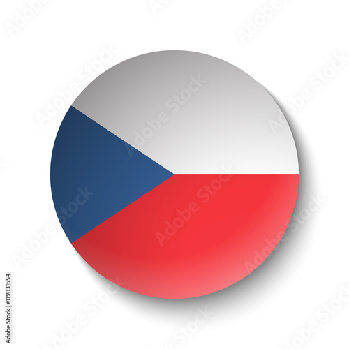 White paper circle with flag of Czech Republic. Abstract illustration