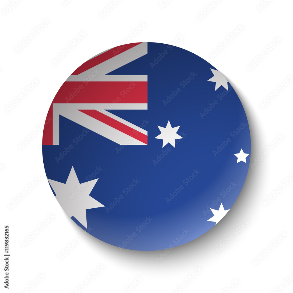 White paper circle with flag of Australia. Abstract illustration White paper circle with flag of Australia. Abstract illustration