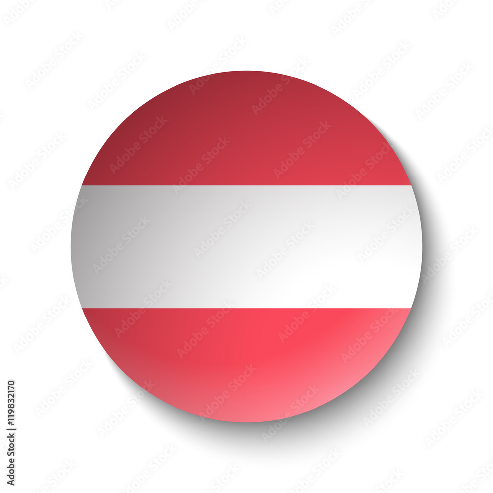 White paper circle with flag of Austria. Abstract illustration White paper circle with flag of Austria. Abstract illustration