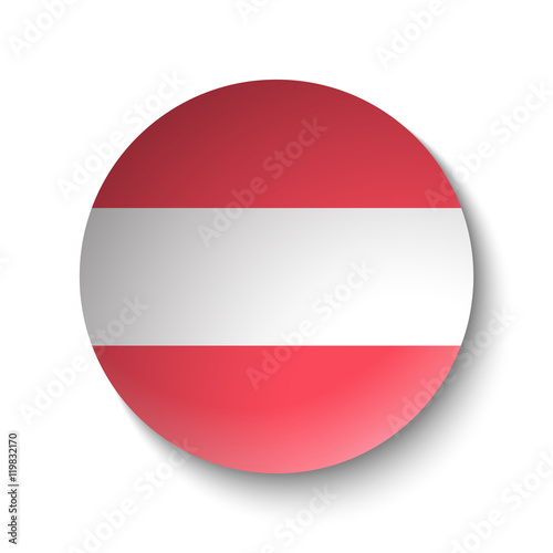 White paper circle with flag of Austria. Abstract illustration