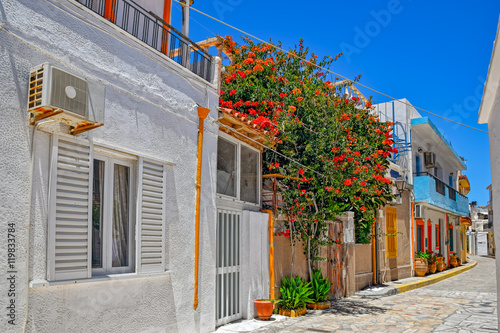 Narrow street of medieval town photo