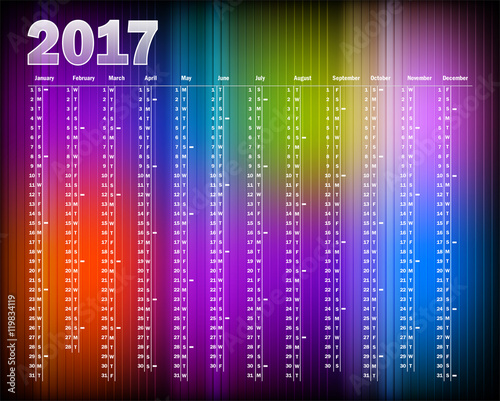 Year 2017 Calendar United States of America