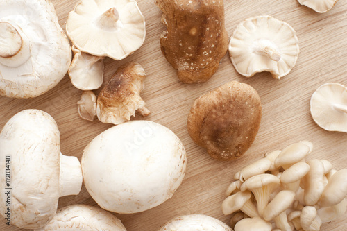 Selection of fresh raw mushrooms