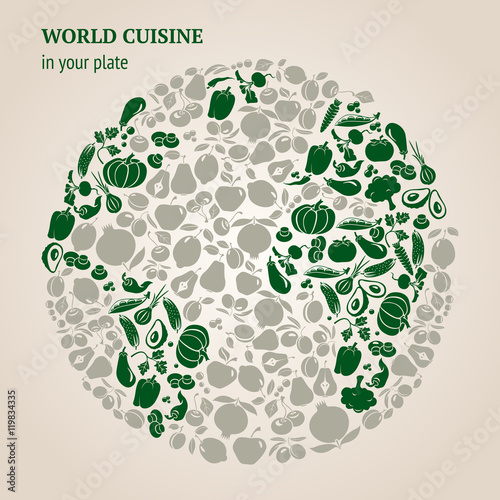 World map fruits and vegetables