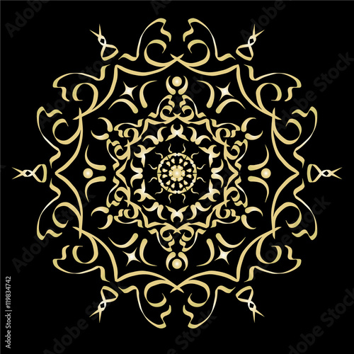 Gold color gradient ornament element abstract vector illustratio