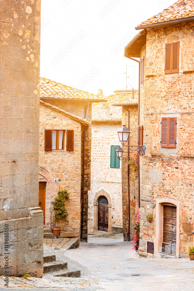Street view in Montepulciano town in Tuscany region in Italy