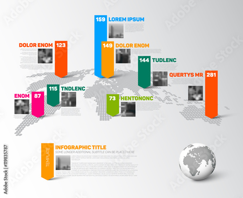 World map infographic template with photos