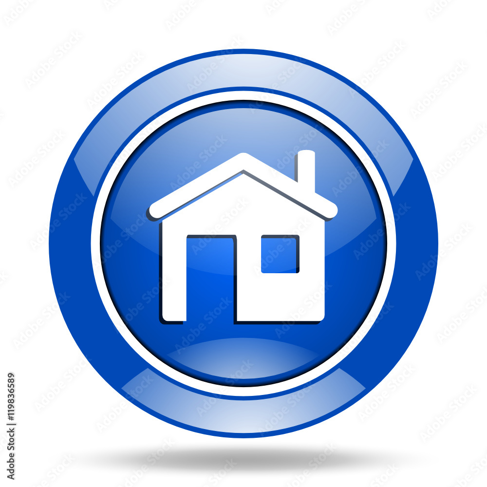 Blue glossy web house vector icon Blue glossy web house vector icon