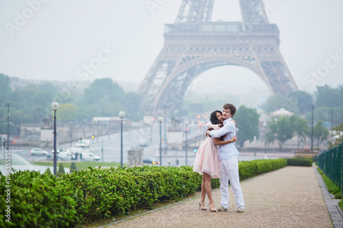 Romantic couple together in Paris