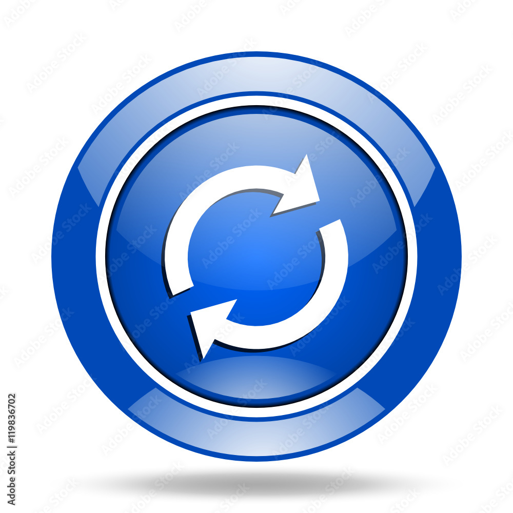 Blue glossy web reload vector icon Blue glossy web reload vector icon
