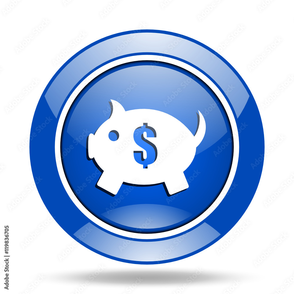 Blue glossy web piggy bank vector icon Blue glossy web piggy bank vector icon