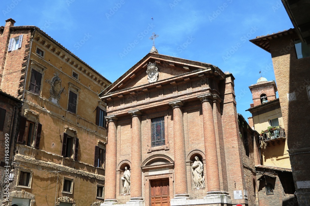 Chiesa di San Cristoforo at Piazza Tolomei in Siena, Tuscany Italy
