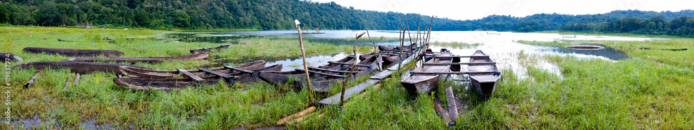 Fishing boat at Lake Tamblingan Bali island, Indonesia