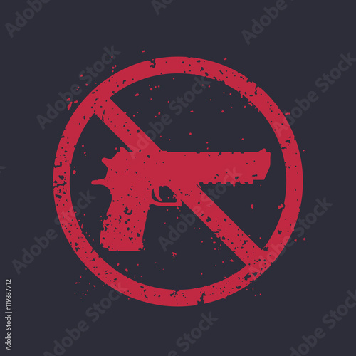 no guns sign with powerful pistol, gun silhouette, no firearms