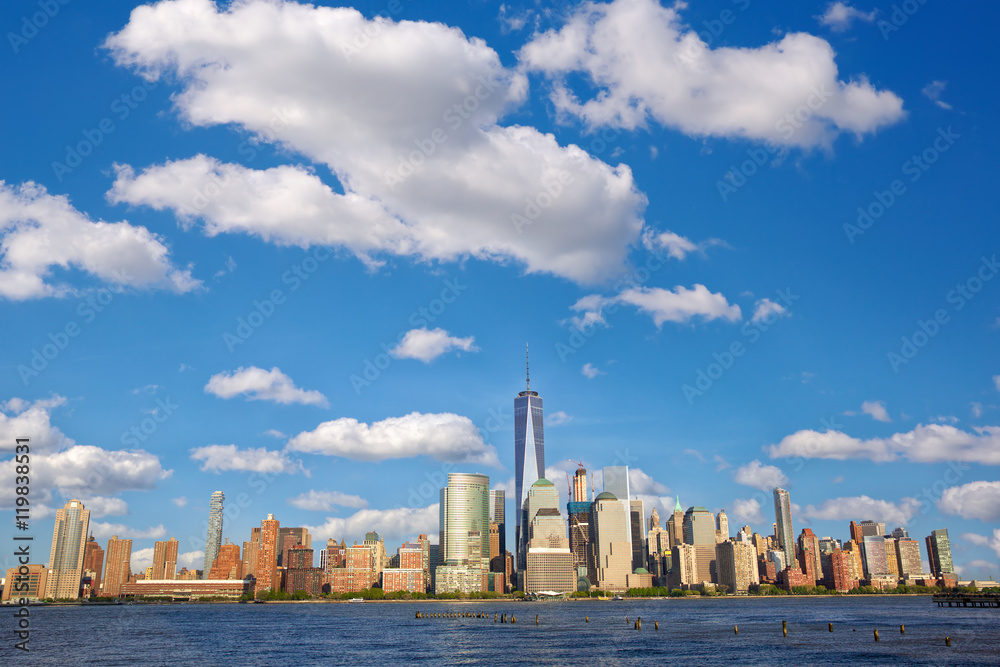 Lower Manhattan skyline over Hudson River, New York Lower Manhattan skyline over Hudson River, New York