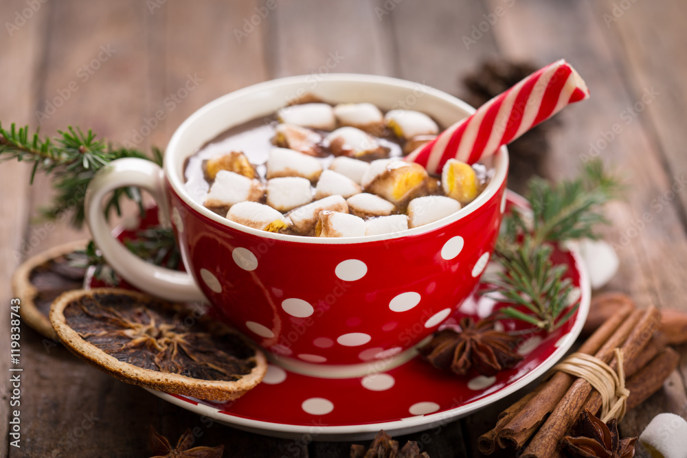 Christmas hot chocolate with marshmallow Christmas hot chocolate with marshmallow