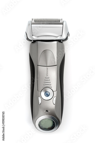 Electric shaver on white background