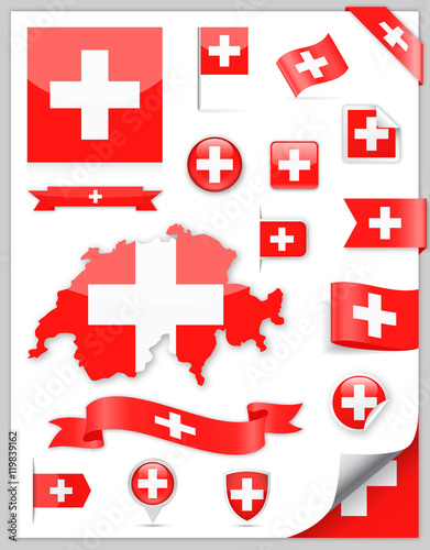 Switzerland Flag Set - Vector Collection © Porcupen