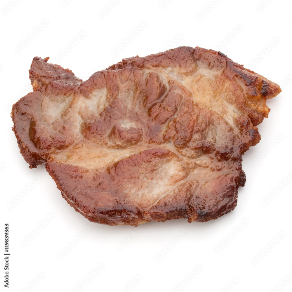 Cooked fried pork meat isolated on white background cutout Cooked fried pork meat isolated on white background cutout