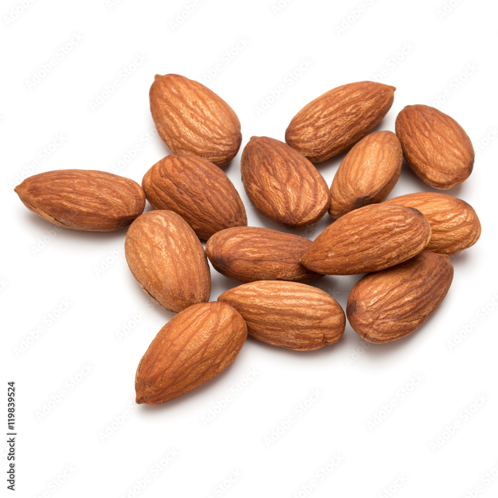almond nuts isolated on white background close up almond nuts isolated on white background close up